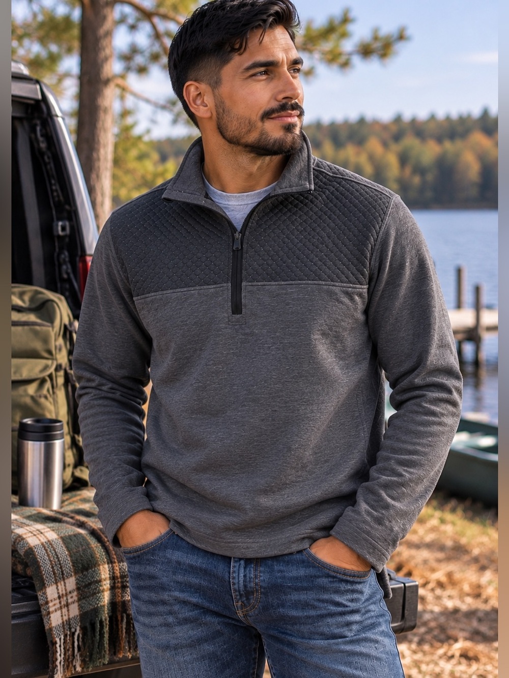 Storm Creek Architect Diamond Fleece Quarter Zip Pullover Men’s Small NWT
